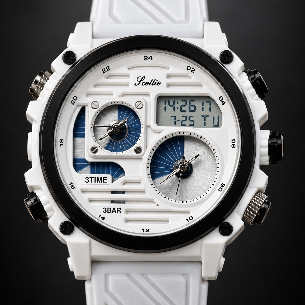 Reloj Scottie 2202 Blanco Silicona – detalle del dial