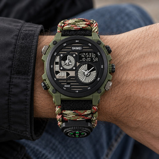 Reloj de Supervivencia Skmei 2202 Camuflado – en la muñeca