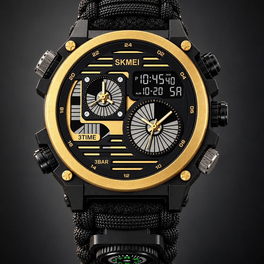 Reloj de Supervivencia Skmei 2202 Negro – detalle del dial