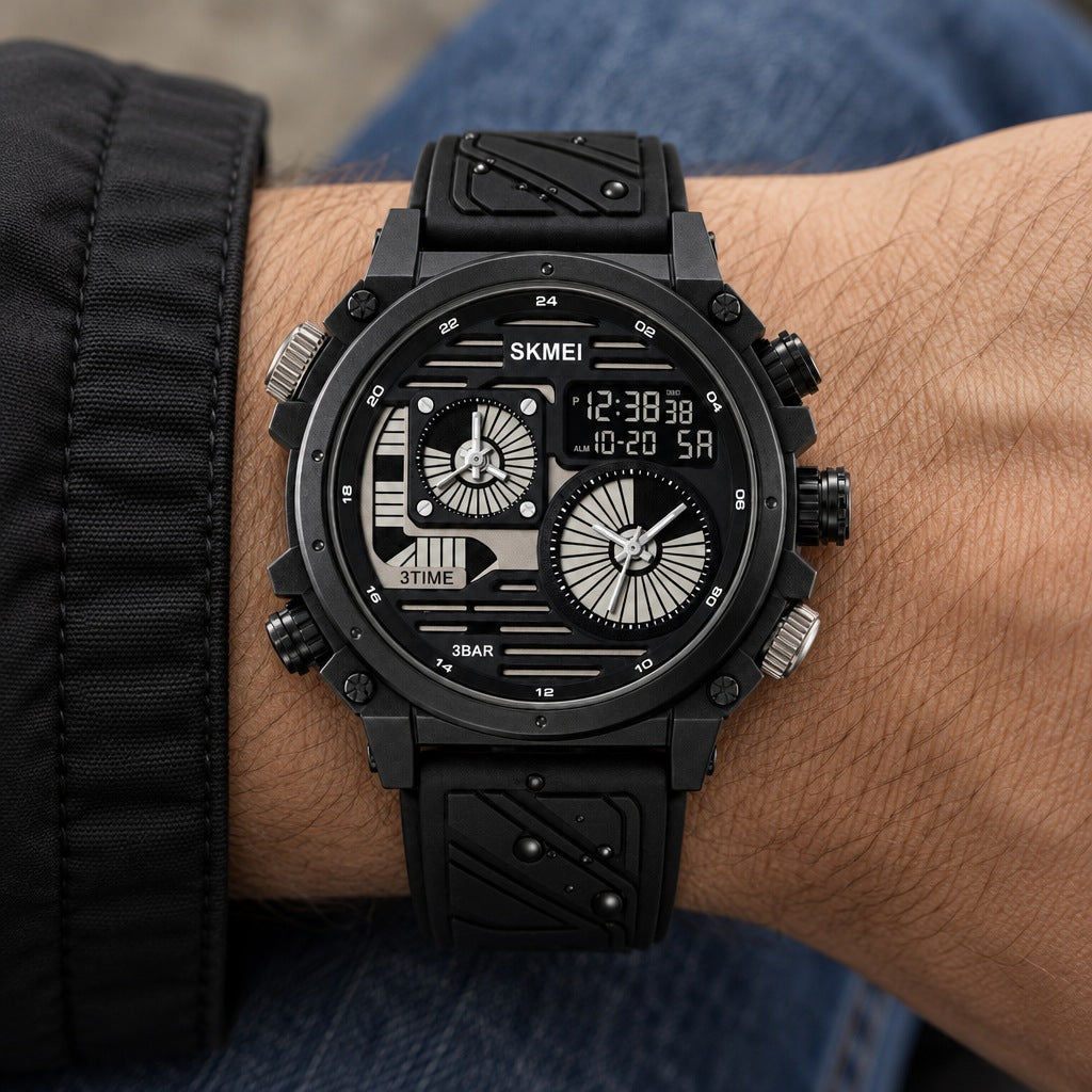 Reloj Scottie 2202 Todo Negro Silicona – en la muñeca