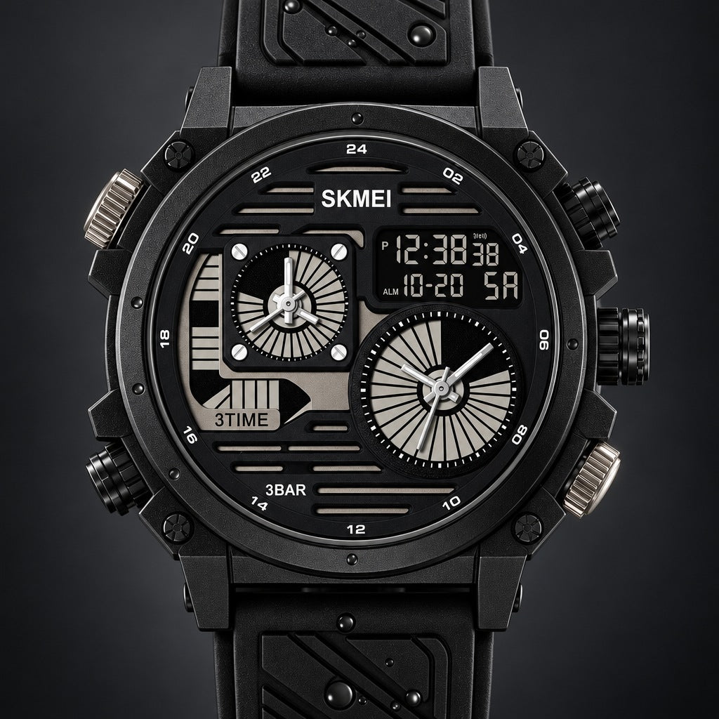 Reloj Scottie 2202 Todo Negro Silicona – detalle del dial