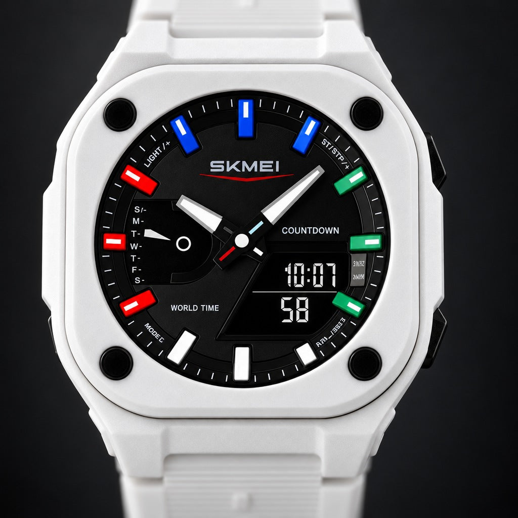 Reloj Skmei 2328 Blanco – detalle del dial