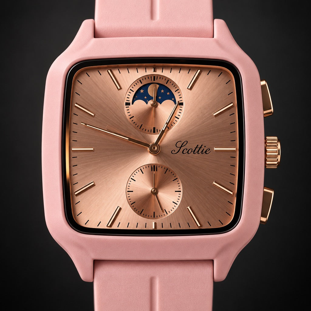 Reloj Scottie Fase Lunar Rosado – detalle del dial