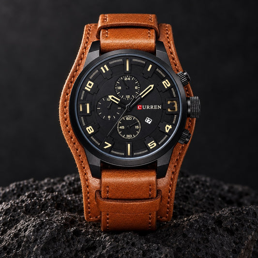 Reloj Curren 8225 Caja Negra Pulso Café – foto principal