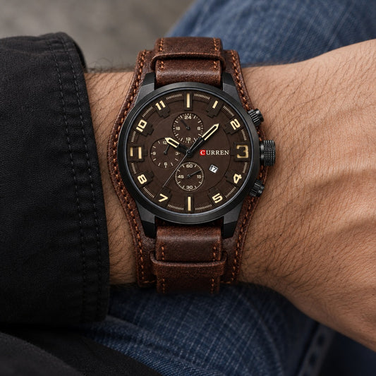 Reloj Curren 8225 Todo Café – en la muñeca