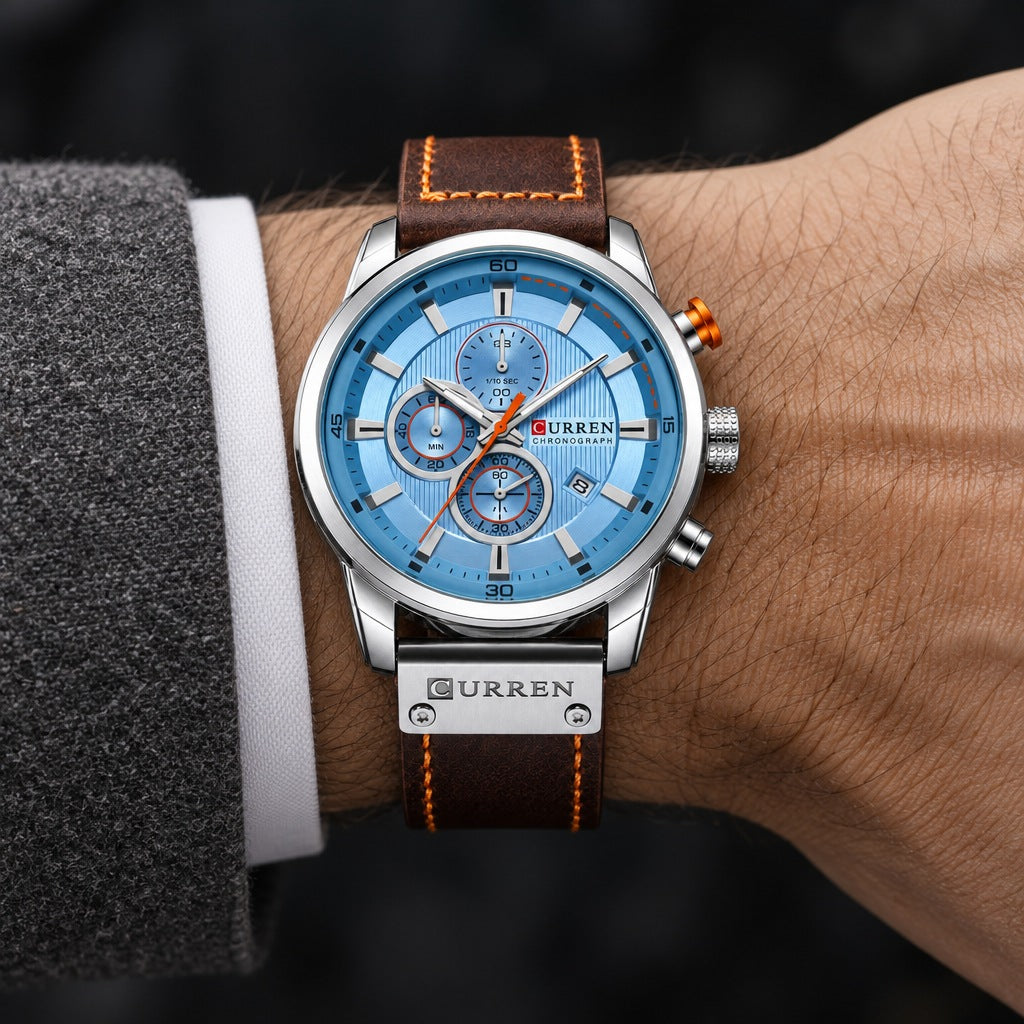 Reloj Curren 8291 Fondo Celeste – en la muñeca