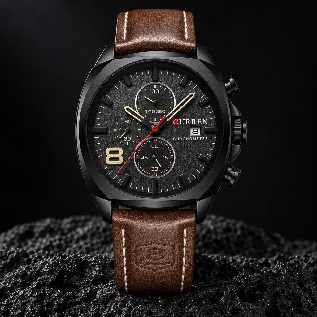 Reloj Curren 8324 Case Negro Pulso Marrón – foto principal