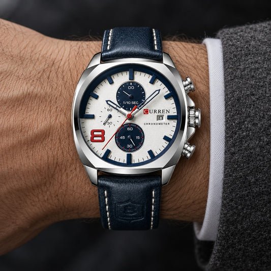 Reloj Curren 8324 Plata Fondo Blanco – en la muñeca
