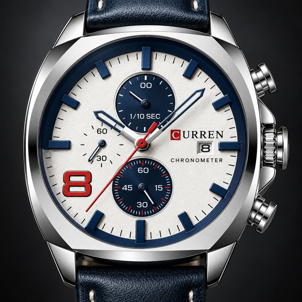 Reloj Curren 8324 Plata Fondo Blanco – detalle del dial