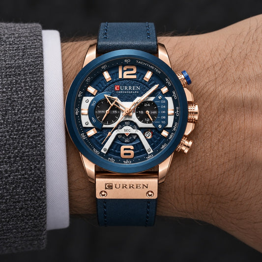 Reloj Curren 8329A Azul – en la muñeca