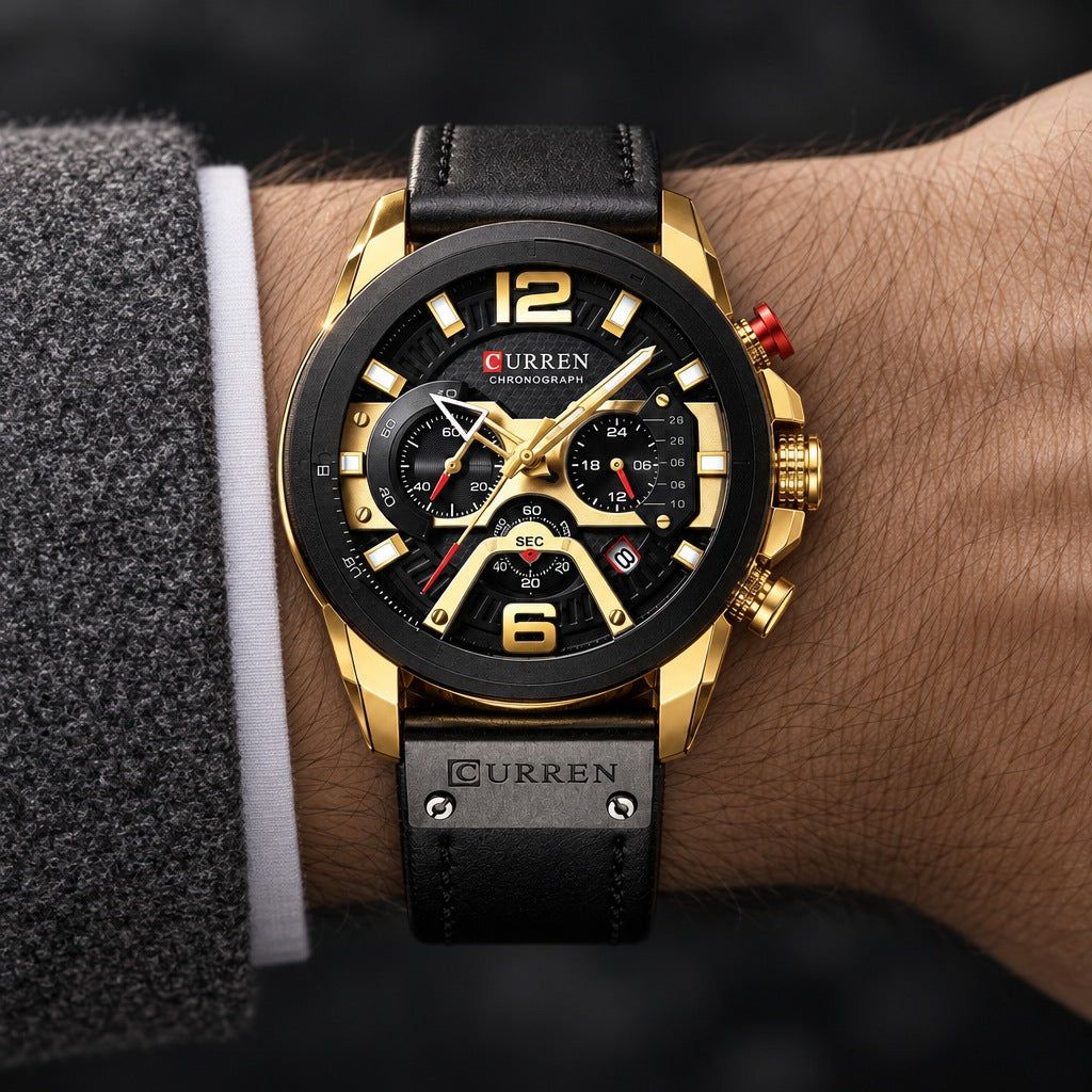 Reloj Curren 8329D Dorado – en la muñeca