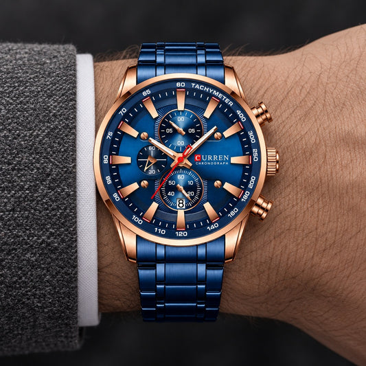 Reloj Curren 8351 Azul – en la muñeca