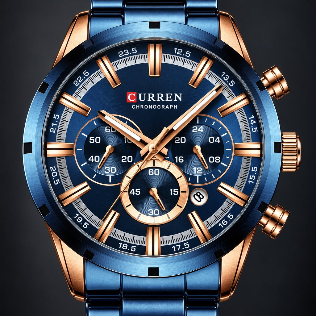 Reloj Curren 8355 Azul Cobre – detalle del dial