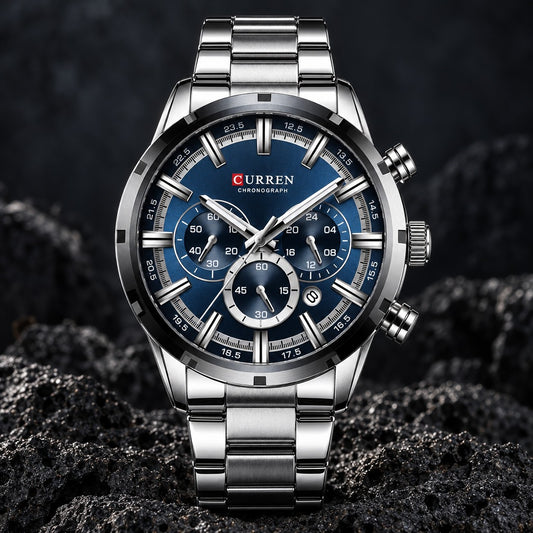 Reloj Curren 8355 Plata Fondo Azul – foto principal