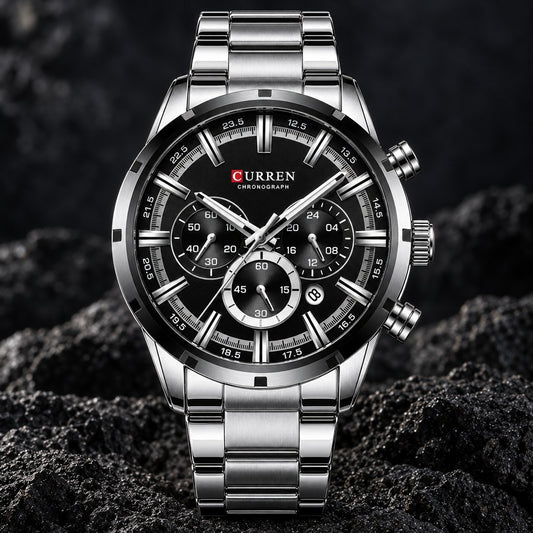 Reloj Curren 8355 Plata Fondo Negro – foto principal