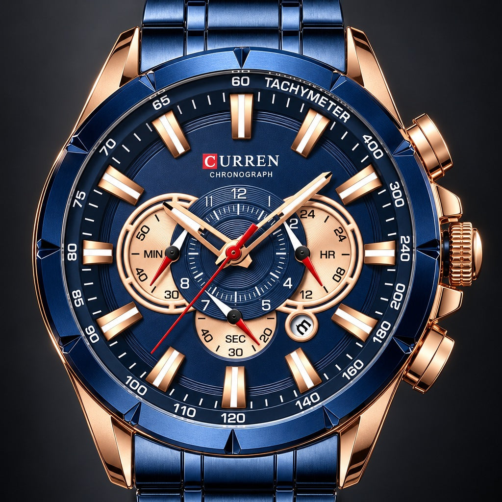 Reloj Curren 8363 Azul Cobre – detalle del dial