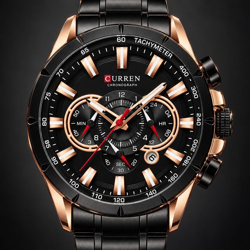 Reloj Curren 8363 Negro Cobre – detalle del dial