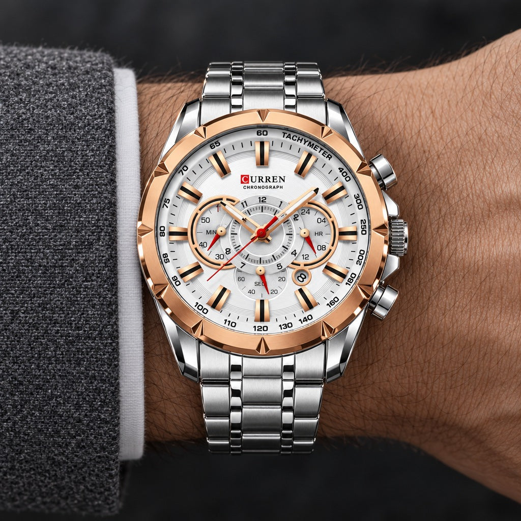 Reloj Curren 8363 Plata Cobre – en la muñeca