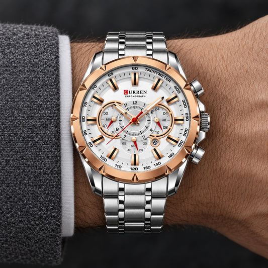 Reloj Curren 8363 Plata Cobre – en la muñeca