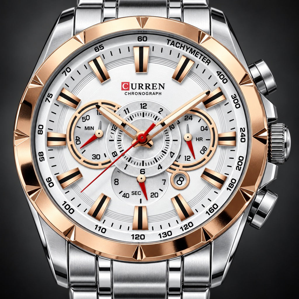 Reloj Curren 8363 Plata Cobre – detalle del dial