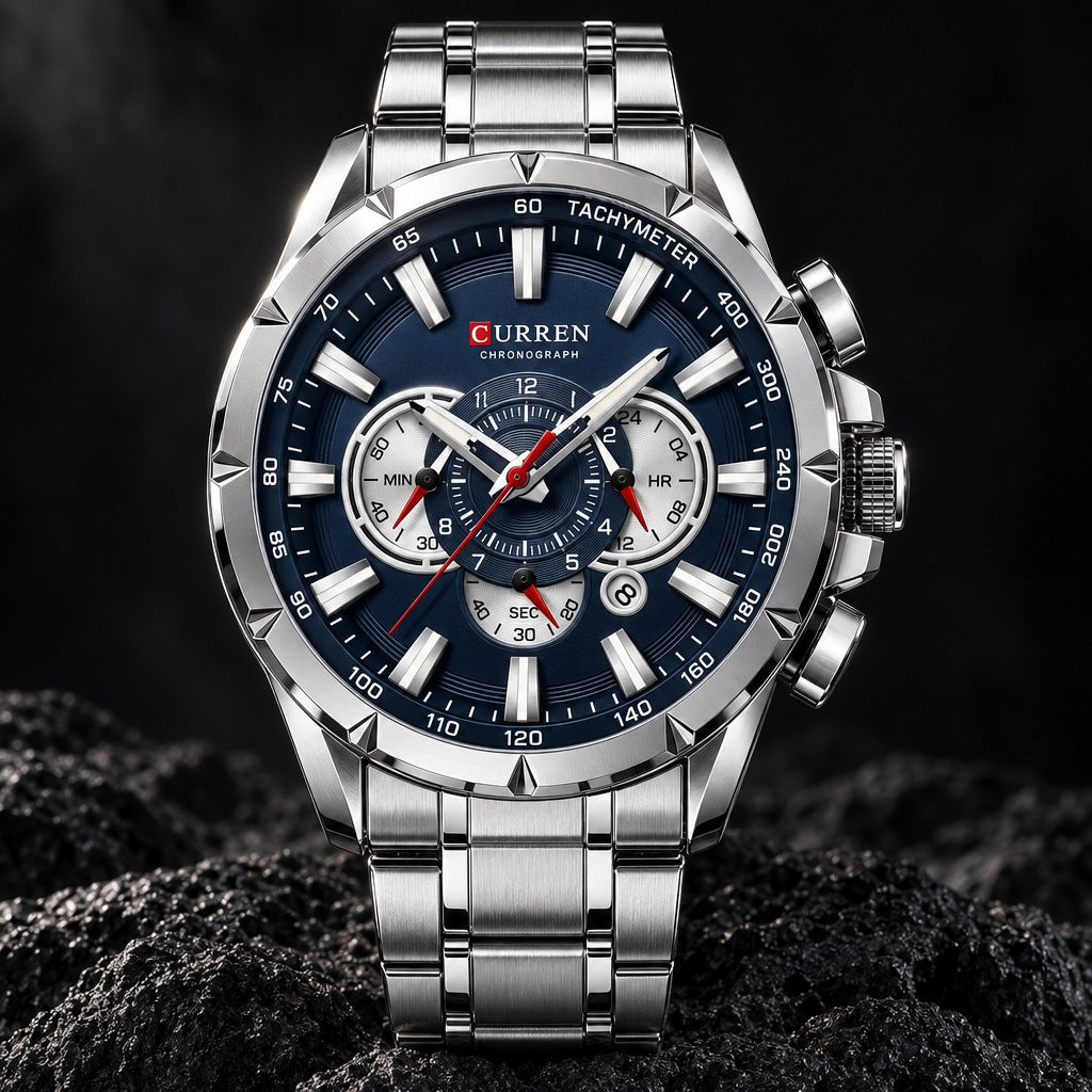 Reloj Curren 8363 Plata Fondo Azul – foto principal