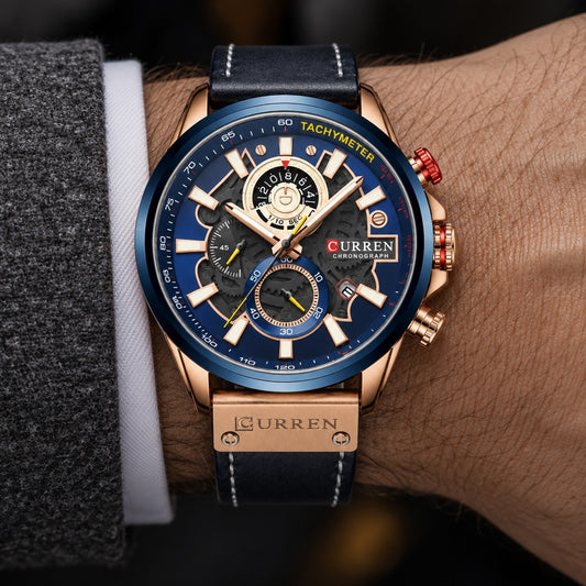 Reloj Curren 8380 Azul – en la muñeca