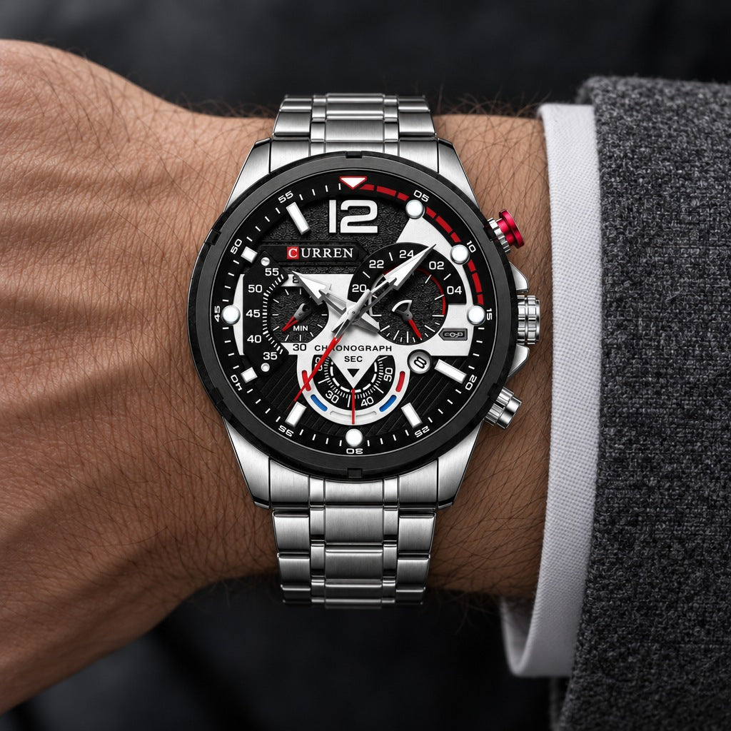 Reloj Curren 8395 Acero Plata – en la muñeca