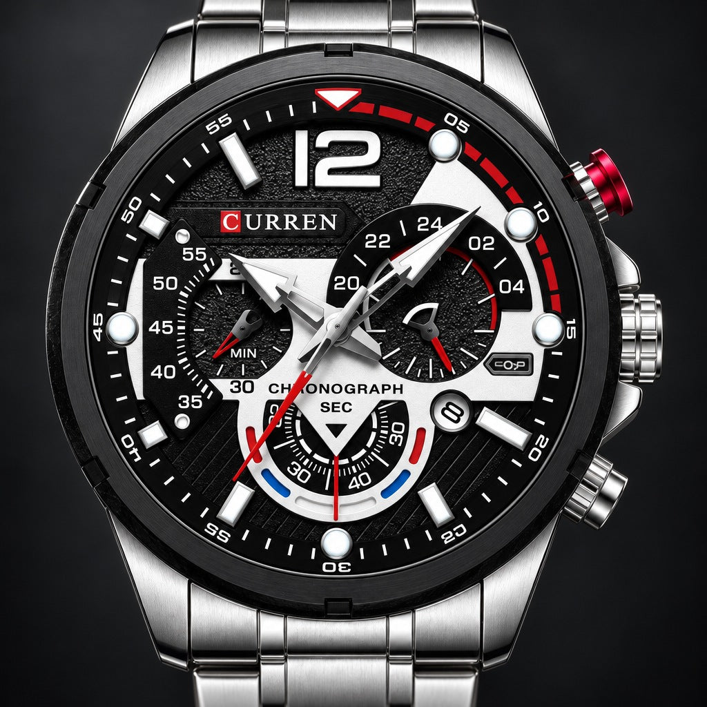 Reloj Curren 8395 Acero Plata – detalle del dial