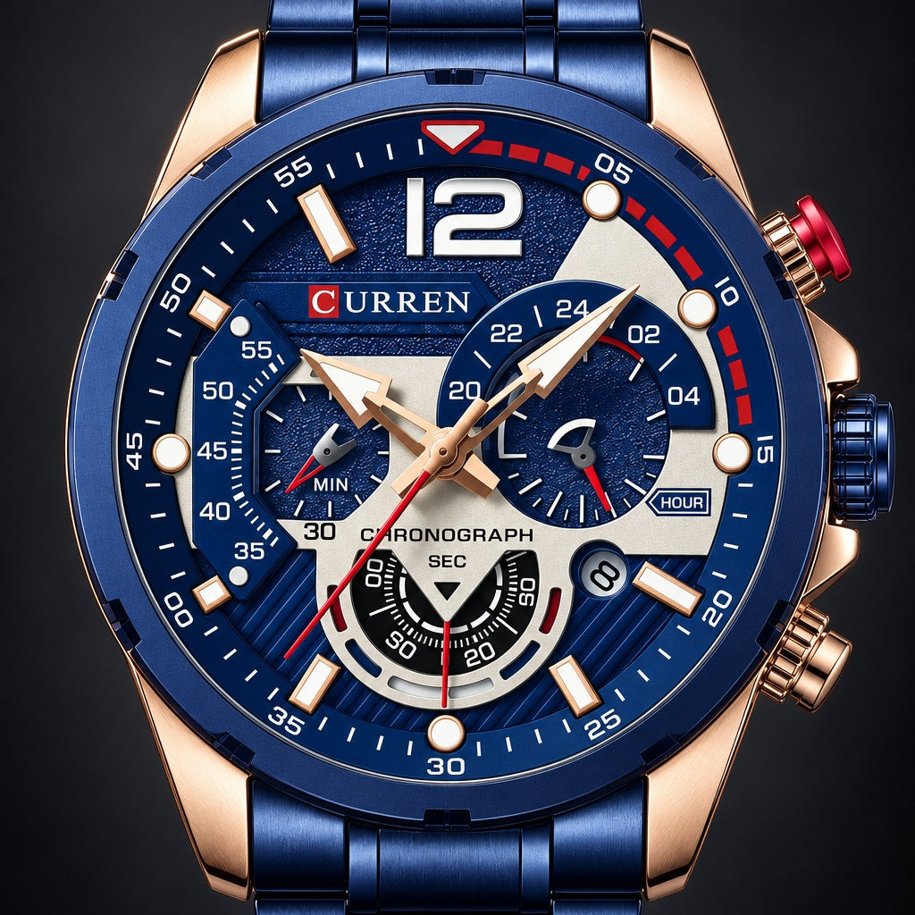 Reloj Curren 8395 Azul Cobre – detalle del dial