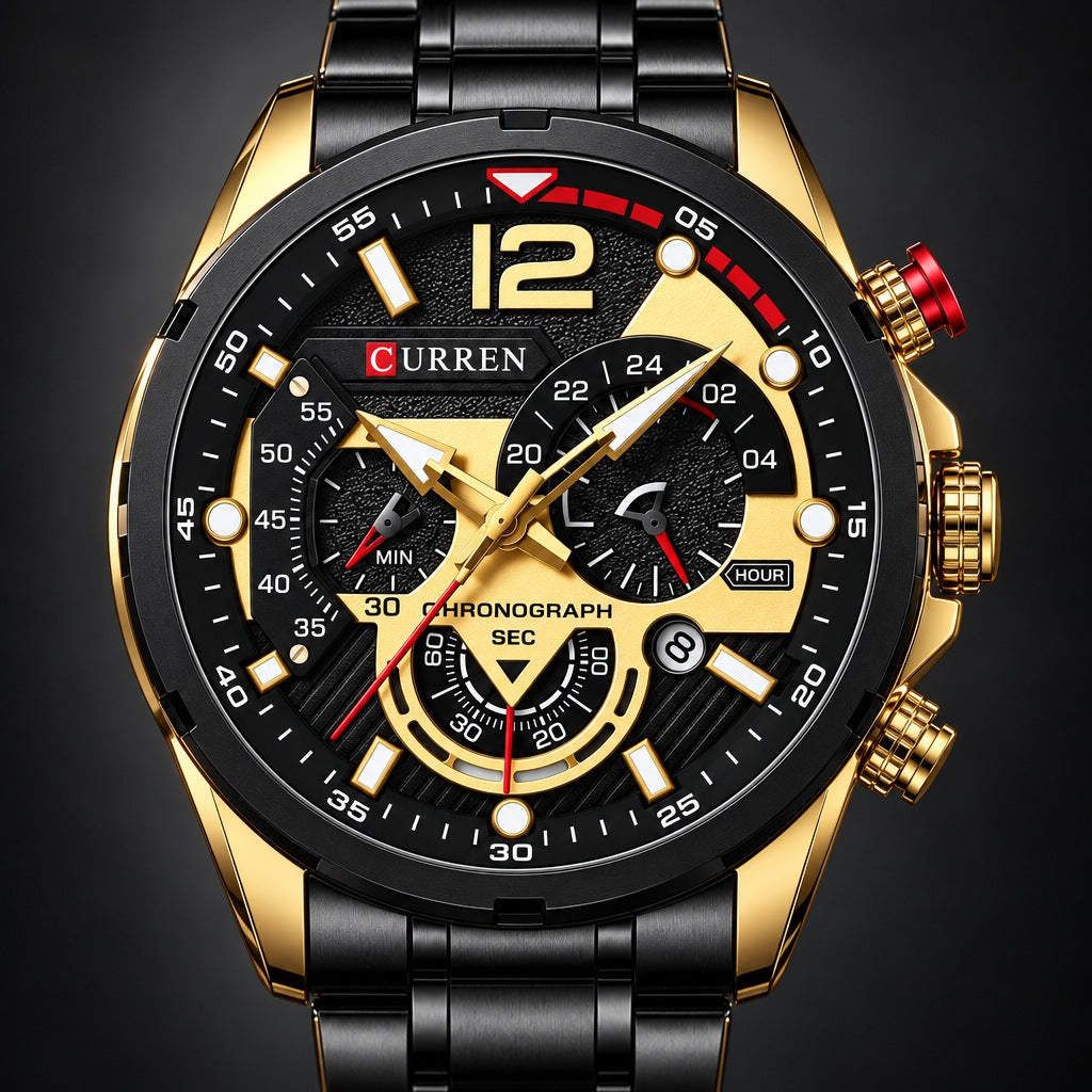Reloj Curren 8395 Negro Dorado – detalle del dial