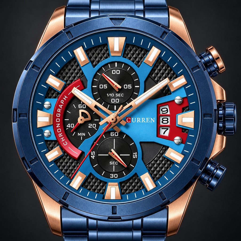 Reloj Curren 8401 Azul Cobre – detalle del dial
