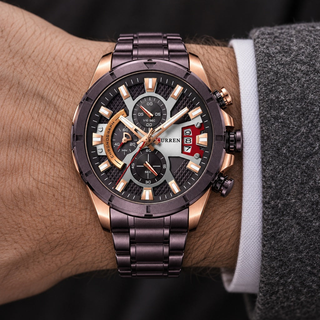Reloj Curren 8401 Mora – en la muñeca
