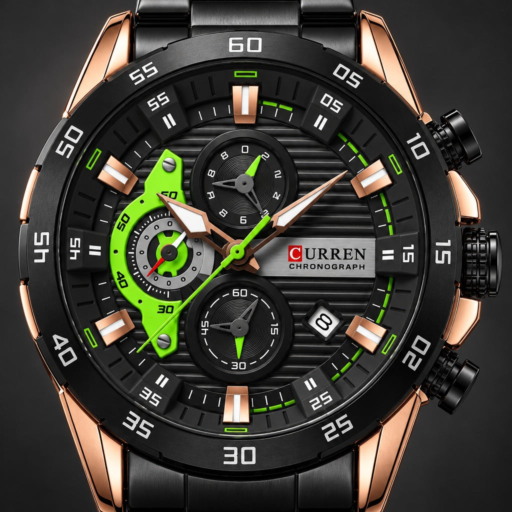Reloj Curren 8402 Negro Cobre – detalle del dial