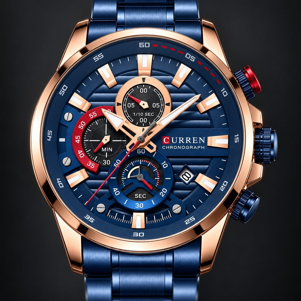 Reloj Curren 8415 Azul Cobre – detalle del dial