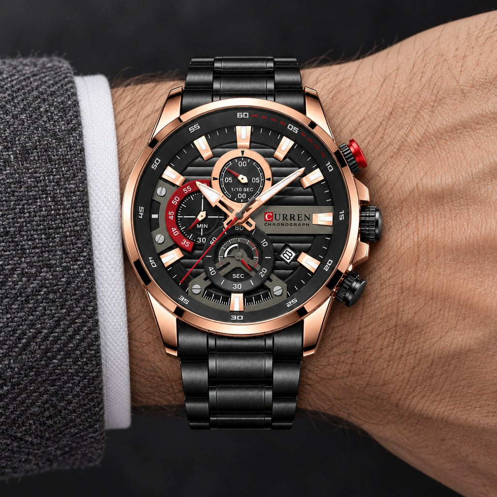 Reloj Curren 8415 Negro Cobre – en la muñeca