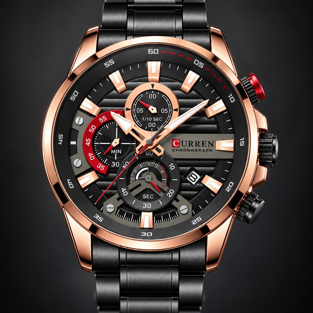 Reloj Curren 8415 Negro Cobre – detalle del dial