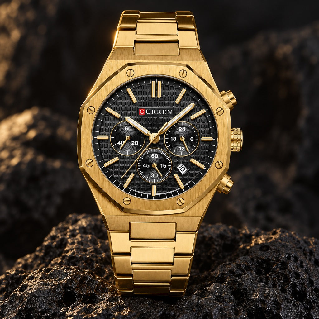 Reloj Curren 8440 Dorado Fondo Negro – foto principal