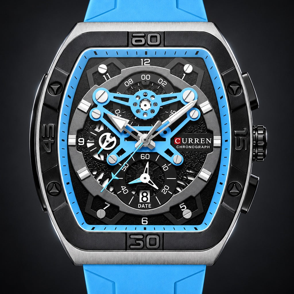 Reloj Curren 8443 Pulso Silicona Azul Claro – detalle del dial