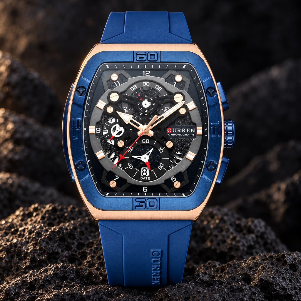 Reloj Curren 8443 Pulso Silicona Azul Oscuro – foto principal