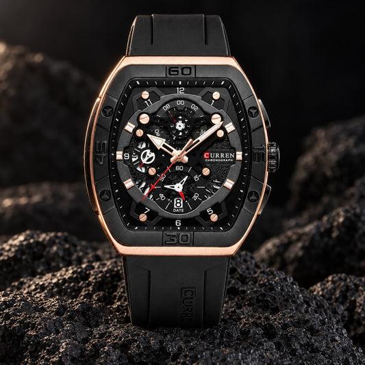 Reloj Curren 8443 Pulso Silicona Negro – foto principal