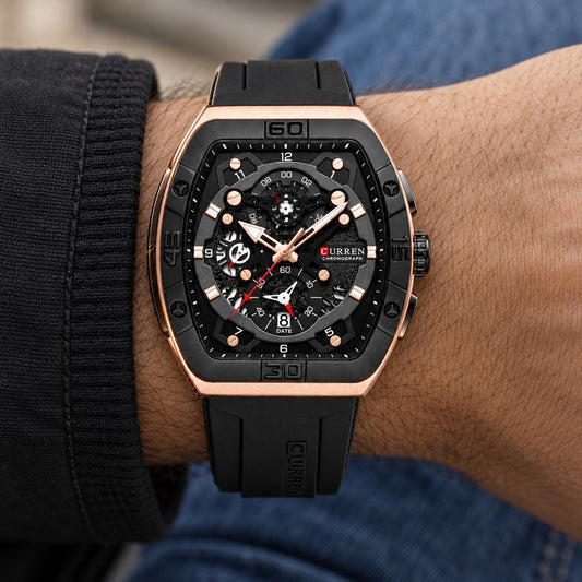 Reloj Curren 8443 Pulso Silicona Negro – en la muñeca