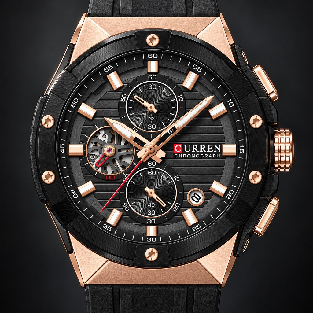 Reloj Curren 8462 Negro – detalle del dial