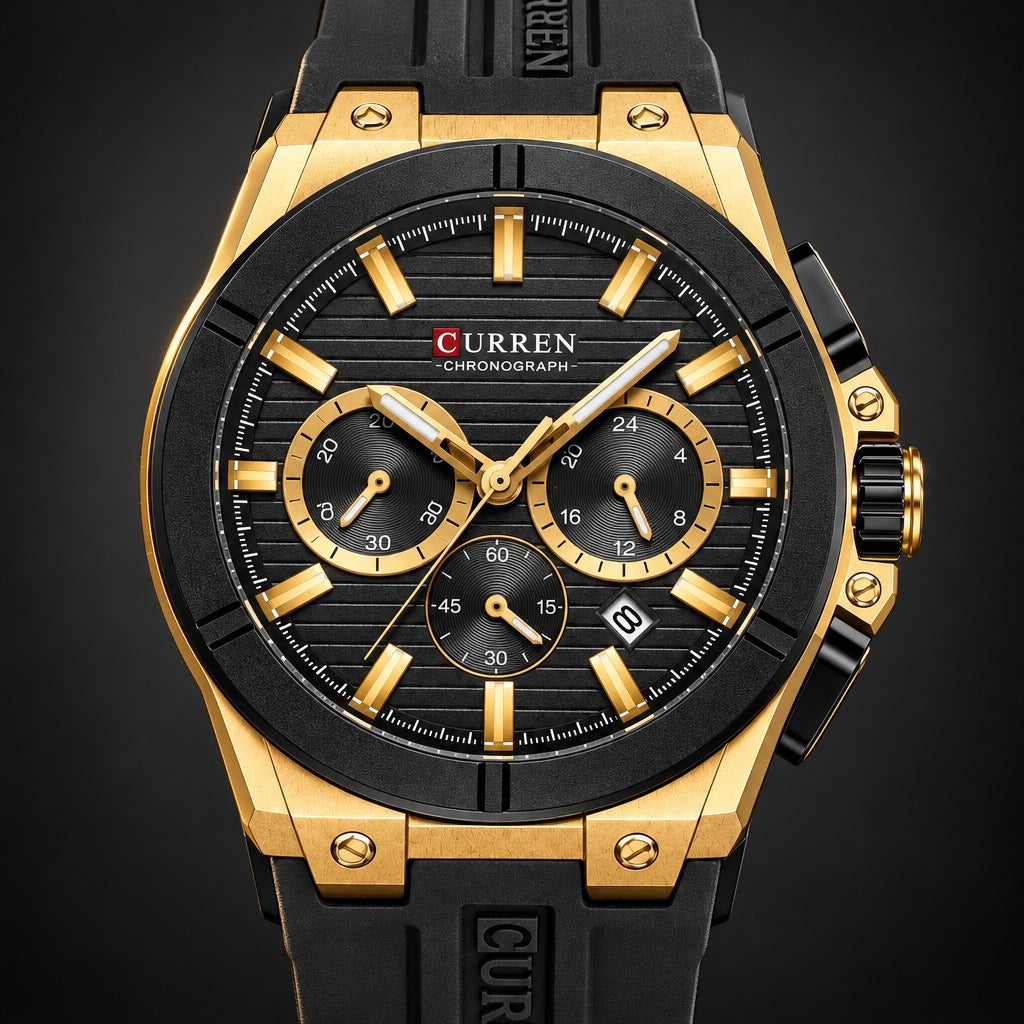 Reloj Curren 8487 Negro Dorado – detalle del dial