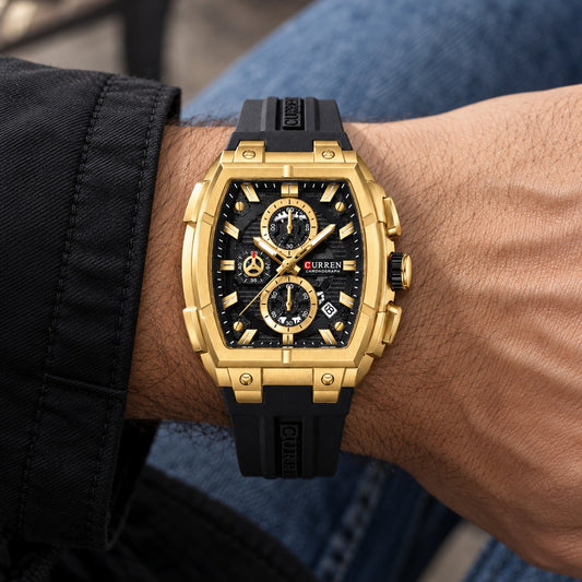 Reloj Curren 8488 Negro Dorado – en la muñeca