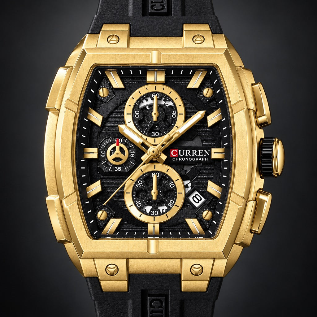 Reloj Curren 8488 Negro Dorado – detalle del dial