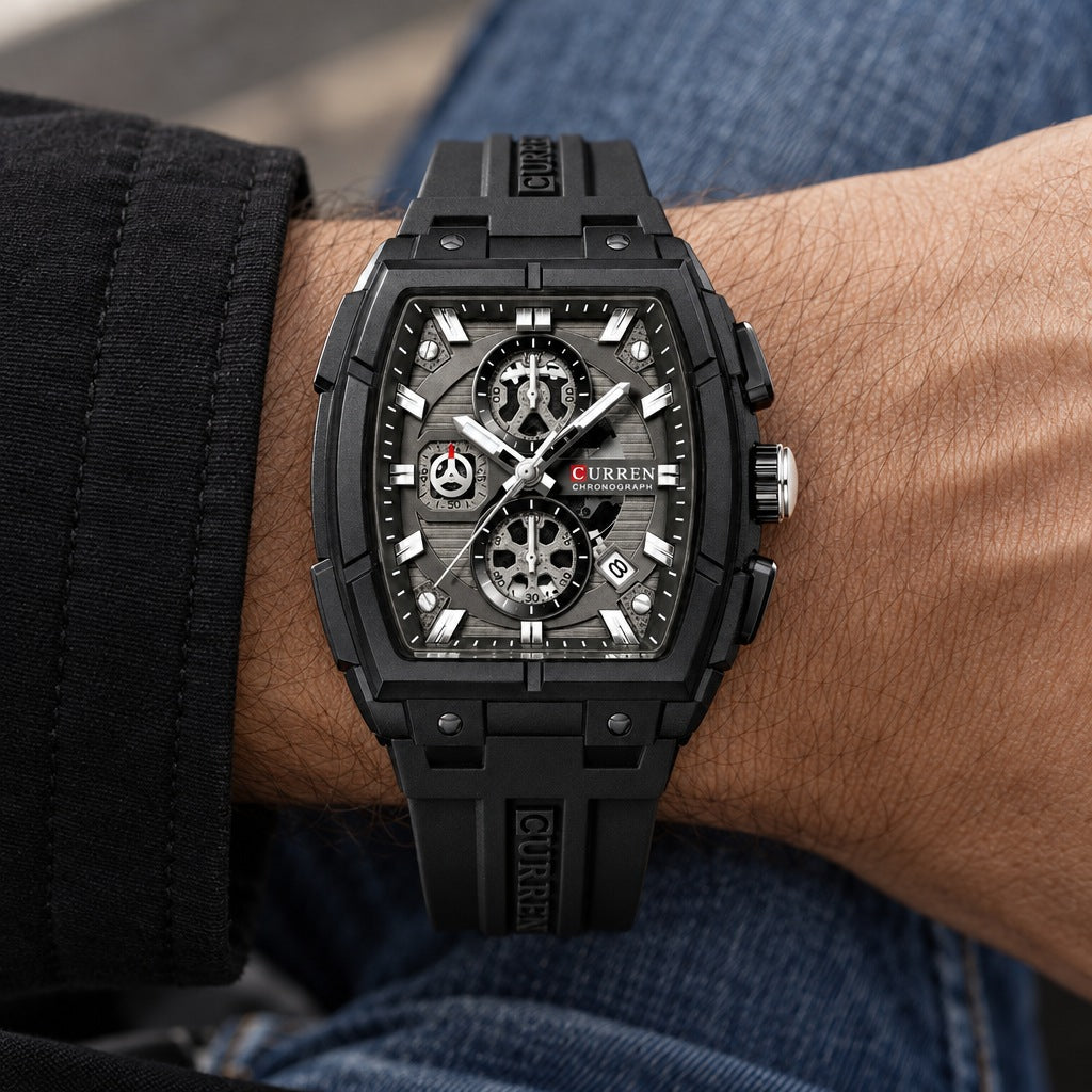 Reloj Curren 8488 Negro Punteros Blancos – en la muñeca