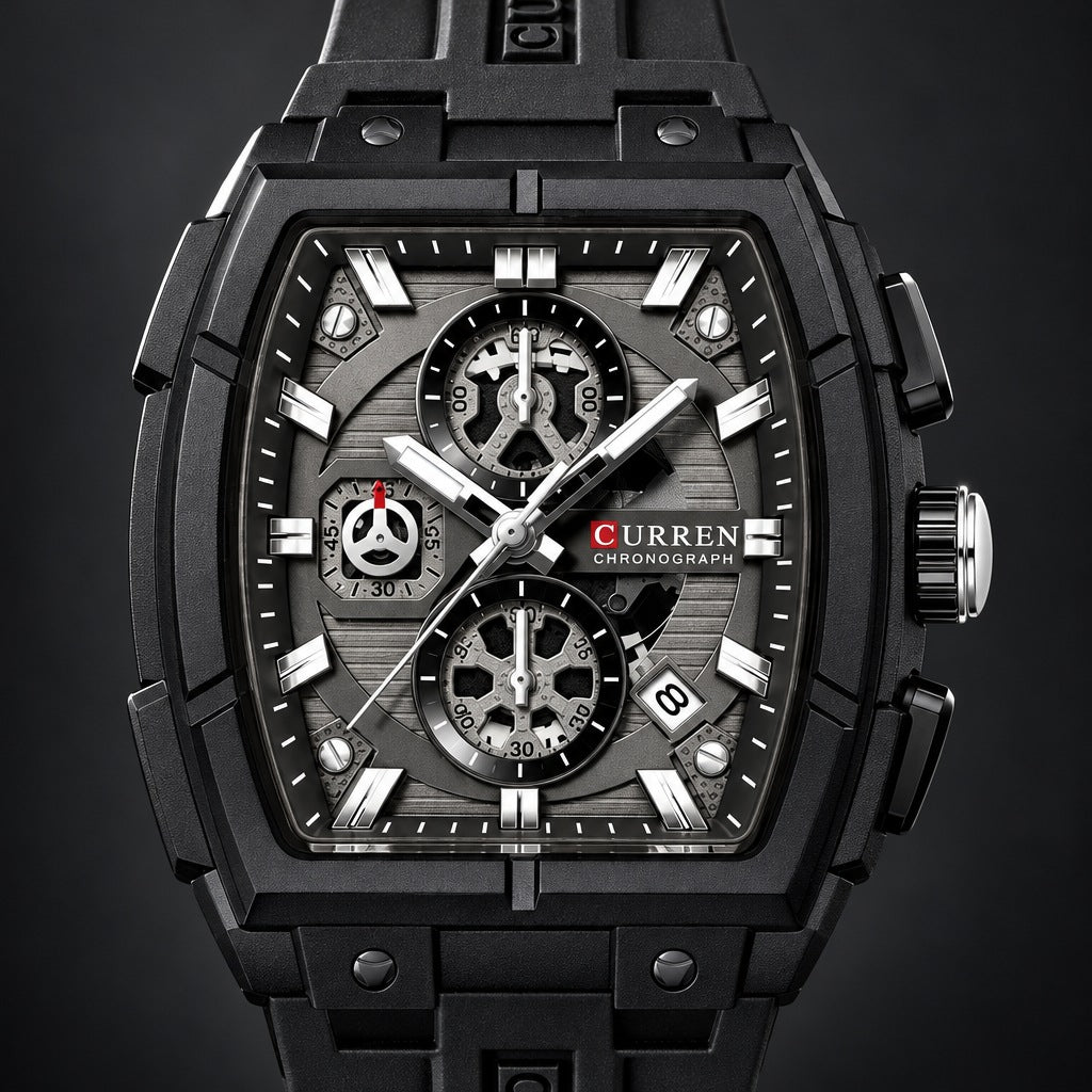 Reloj Curren 8488 Negro Punteros Blancos – detalle del dial