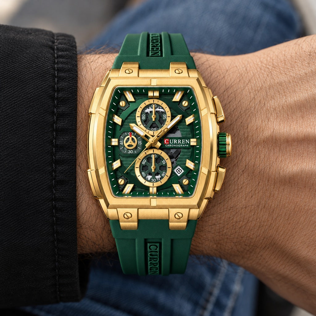 Reloj Curren 8488 Verde – en la muñeca