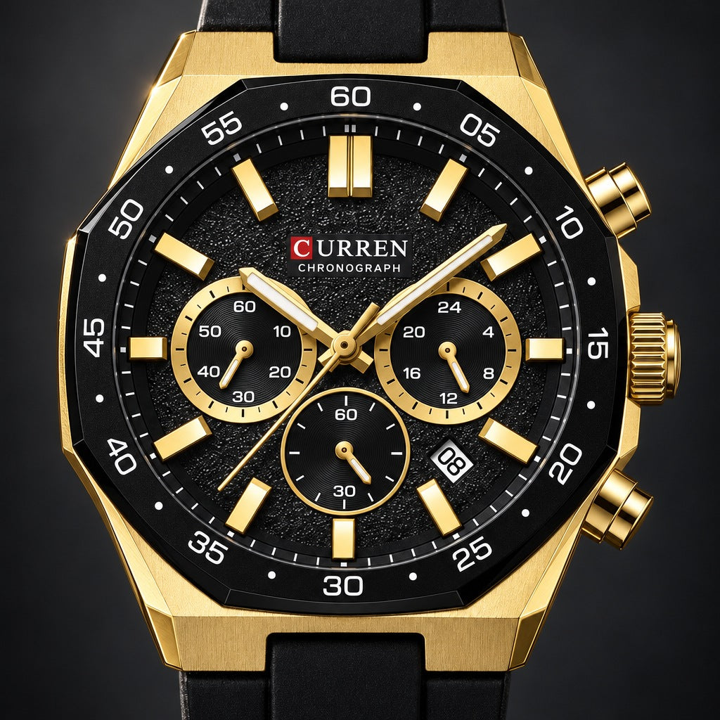 Reloj Curren 8489 Negro Dorado – detalle del dial