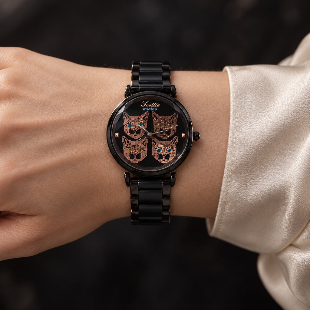 Reloj Scottie Minino Dama Negro Acero – foto